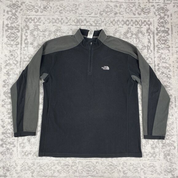 The North Face Pullover Fleece Mens 1/4 Zip TKA 100 Casual Black Jacket Size XL - Picture 1 of 6
